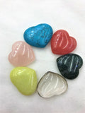 6pcs Hearts Shape Quartzs, Jades, Agates, Crystals Beads for DIY Jewelry