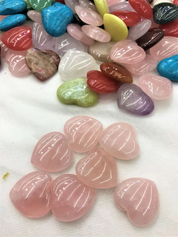 6pcs Hearts Shape Quartzs, Jades, Agates, Crystals Beads for DIY Jewelry