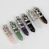 6pcs Natural Stone Dragon Pendants Reiki Chakra Healing Gemstone