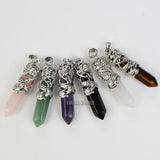 6pcs Natural Stone Dragon Pendants Reiki Chakra Healing Gemstone