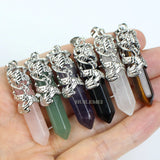 6pcs Natural Stone Dragon Pendants Reiki Chakra Healing Gemstone