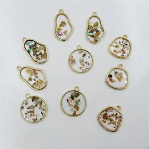 6pcs Abalone Shell Charms DIY Earrings Necklace UV Resin Accessory