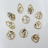 6pcs Abalone Shell Charms DIY Earrings Necklace UV Resin Accessory
