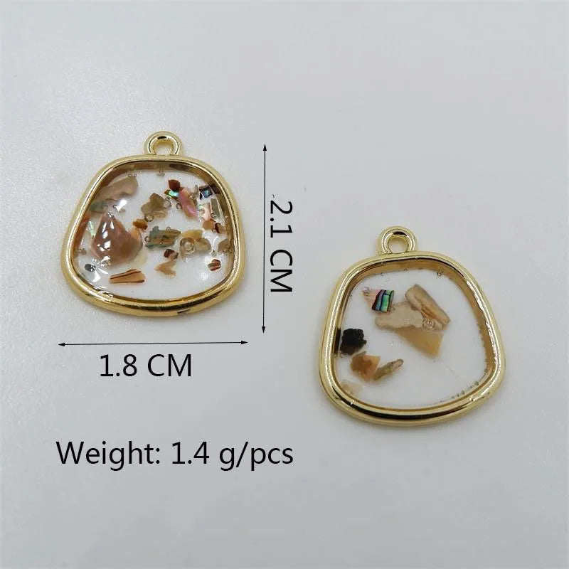 6pcs Abalone Shell Charms DIY Earrings Necklace UV Resin Accessory