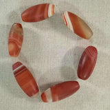 6pcs Natural Orange Silk Striped Agate Beads Bulk Diy Jewelry