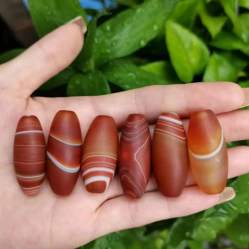 6pcs Natural Orange Silk Striped Agate Beads Bulk Diy Jewelry