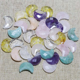 6pcs/lot Natural Stone Crescent Moon Necklaces Pendants Multicolor Charms