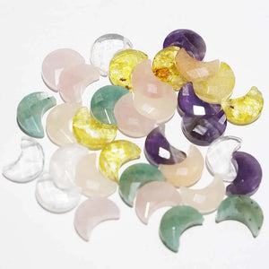 6pcs/lot Natural Stone Crescent Moon Necklaces Pendants Multicolor Charms