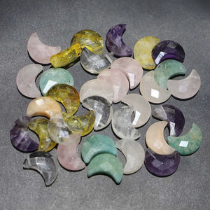 6pcs/lot Natural Stone Crescent Moon Necklaces Pendants Multicolor Charms