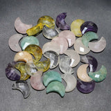6pcs/lot Natural Stone Crescent Moon Necklaces Pendants Multicolor Charms