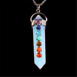 6pcs Natural Stone Roses Quartz Opal Hexagonala Pendant 7 Chakra Yoga Healing