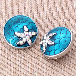 Rhinestone Starfish Snap Button for 18mm Snap Bracelets