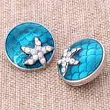 Rhinestone Starfish Snap Button for 18mm Snap Bracelets