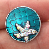 Rhinestone Starfish Snap Button for 18mm Snap Bracelets
