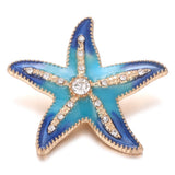 6pcs Snap Button Starfish Rhinestone 18mm for Bracelet