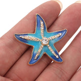 6pcs Snap Button Starfish Rhinestone 18mm for Bracelet