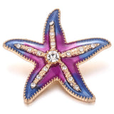 6pcs Snap Button Starfish Rhinestone 18mm for Bracelet
