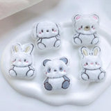 6pcs Cartoon Plush Animals Patches DIY Dog/Panda/Rabbit/Bear Accessories
