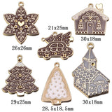 6pcs Enamel Christmas House Snowflakes Car Charms For Earrings DIY