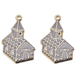 6pcs Enamel Christmas House Snowflakes Car Charms For Earrings DIY