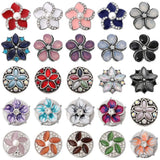 6pcs Flower Rhinestone Metal 18mm Snap Buttons for Bracelet Necklace