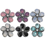 6pcs Flower Rhinestone Metal 18mm Snap Buttons for Bracelet Necklace