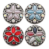 6pcs Flower Rhinestone Metal 18mm Snap Buttons for Bracelet Necklace