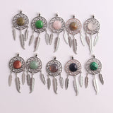 6pcs Natural Stone Dream Catcher Pendant Women Crystal Healing Necklace