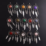 6pcs Natural Stone Dream Catcher Pendant Women Crystal Healing Necklace