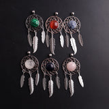 6pcs Natural Stone Dream Catcher Pendant Women Crystal Healing Necklace