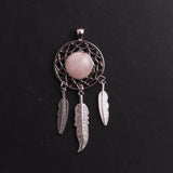 6pcs Natural Stone Dream Catcher Pendant Women Crystal Healing Necklace