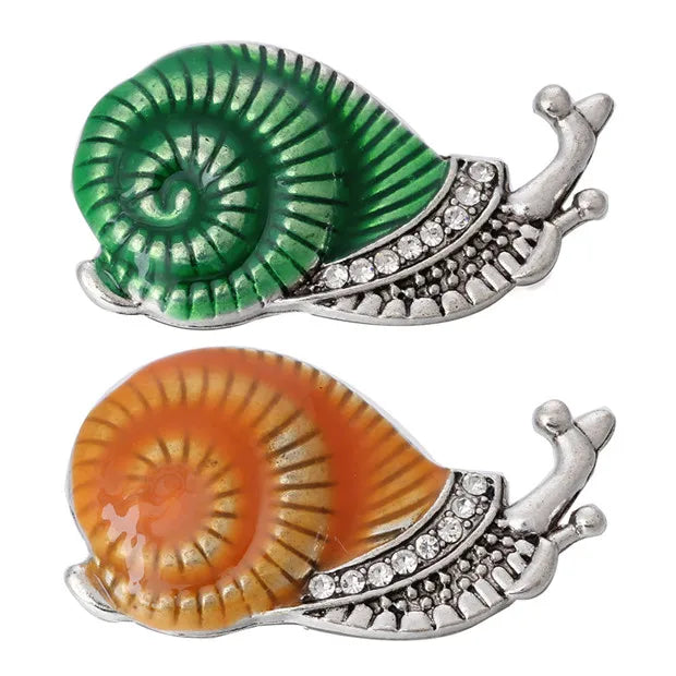 6pcs Mixed 18mm Metal Snap Button Jewelry Snails Snap Fit Bracelet Bangles