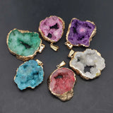 6pcs Natural Agates Raw Stone Pendant Necklace Crystal Irregular Charm Jewelry