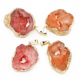 6pcs Natural Agates Raw Stone Pendant Necklace Crystal Irregular Charm Jewelry