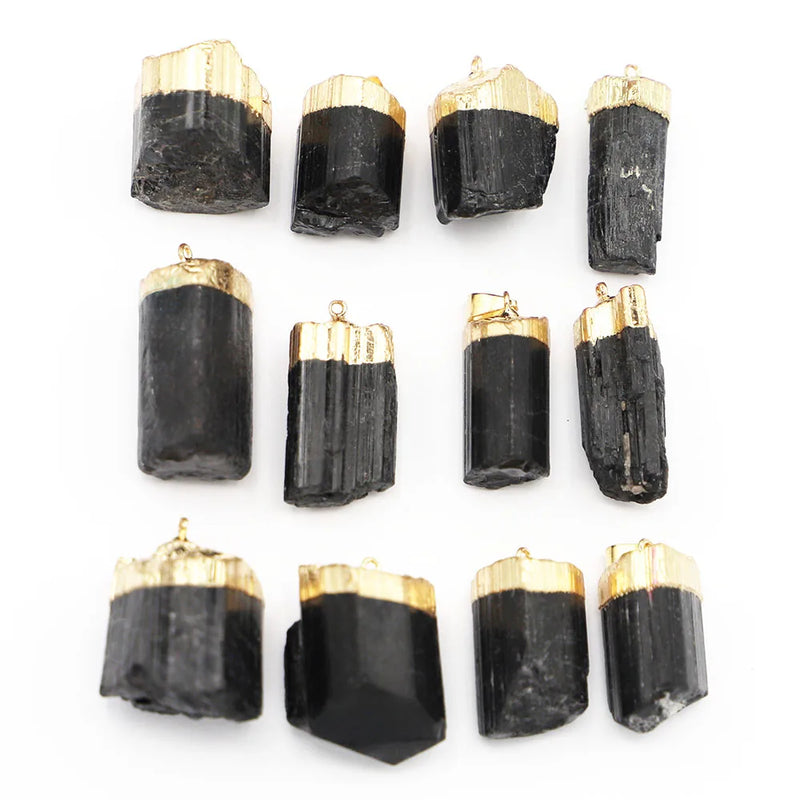 6pcs/lot Tourmaline Stone Necklaces Healing Charms