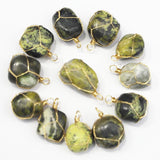 6pcs Natural Yellow Pine Stone Necklace Pendant DIY Jewelry Accessories