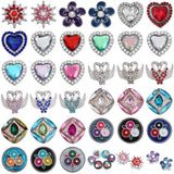 6pcs Snap Button Jewelry Bracelet Charm Crystal Rhinestone 18mm Snap Buttons