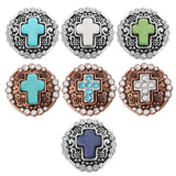 6pcs Snap Buttons Mixed Rhinestone Cross Metal Snaps for Bracelet DIY