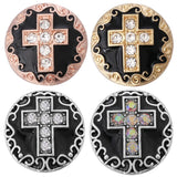 6pcs Snap Buttons Mixed Rhinestone Cross Metal Snaps for Bracelet DIY