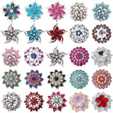 6pcs Snap Jewelry Mixed Rhinestone Flower Metal Snaps