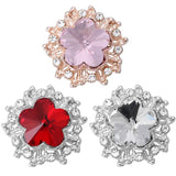 6pcs Snap Jewelry Mixed Rhinestone Flower Metal Snaps