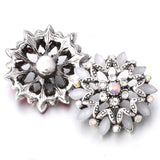 6pcs Snap Jewelry Mixed Rhinestone Flower Metal Snaps