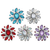 6pcs Snap Jewelry 18mm Rhinestone Metal Flower Button Charm