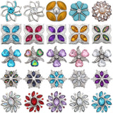 6pcs Snap Jewelry 18mm Rhinestone Metal Flower Button Charm