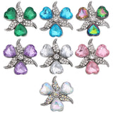 6pcs Snap Jewelry 18mm Rhinestone Metal Flower Button Charm