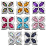 6pcs Snap Jewelry 18mm Rhinestone Metal Flower Button Charm