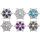6pcs Snap Jewelry 18mm Rhinestone Metal Flower Button Charm