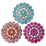 6pcs Rhinestone Flower 18mm Snap Buttons for Snap Bangle Bracelet Necklace