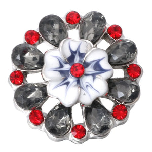 6pcs Rhinestone Flower 18mm Snap Buttons for Snap Bangle Bracelet Necklace