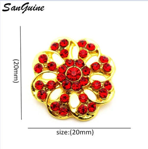 6pcs Golden Metal Flower Snap Buttons for 18mm Snap Jewelry